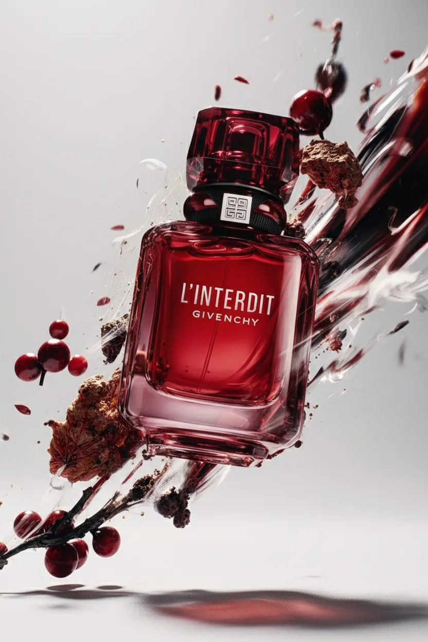 Flacon de parfum Givenchy L'Interdit mis en scène par iart